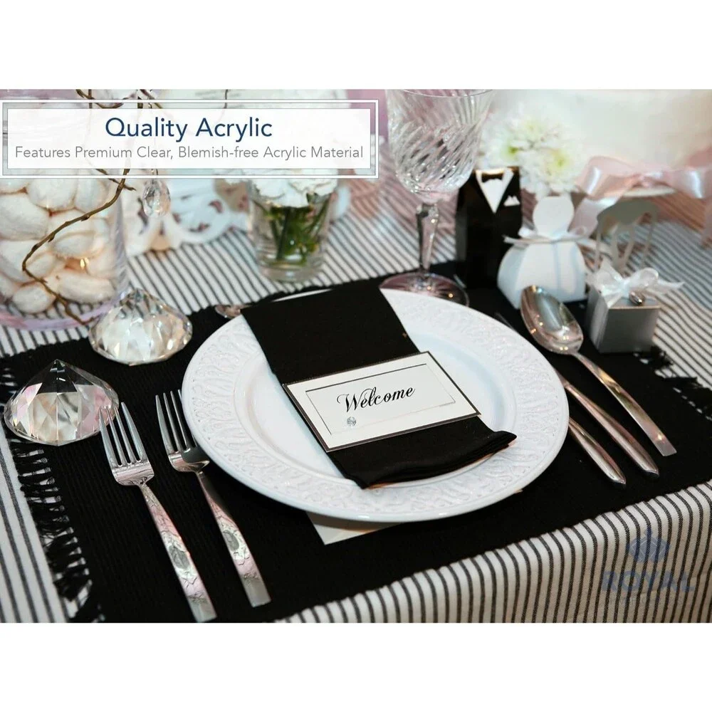 Set of 10 Place Cards Clear Acrylic Blank Plates, Table Seating Number Tiles